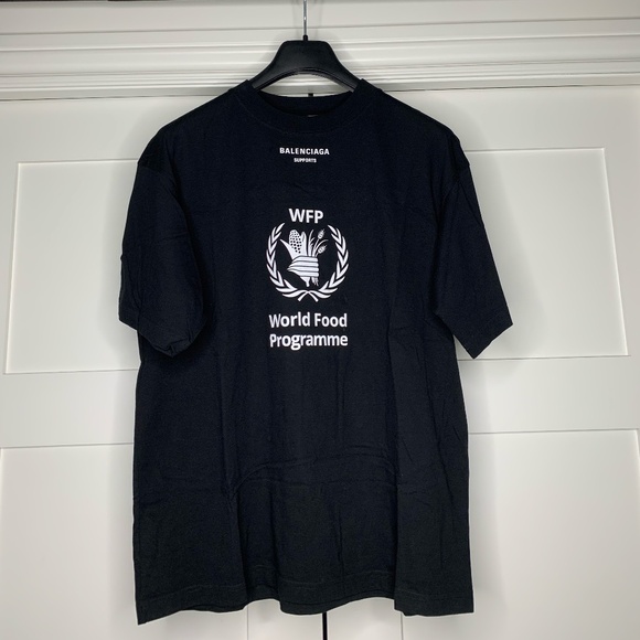 Balenciaga "WFP" Logo Black T-Shirt - World Food Programme - Picture 1 of 8